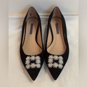 Elegant Black Embellished Women's Suede Shoes Stuart Weitzman